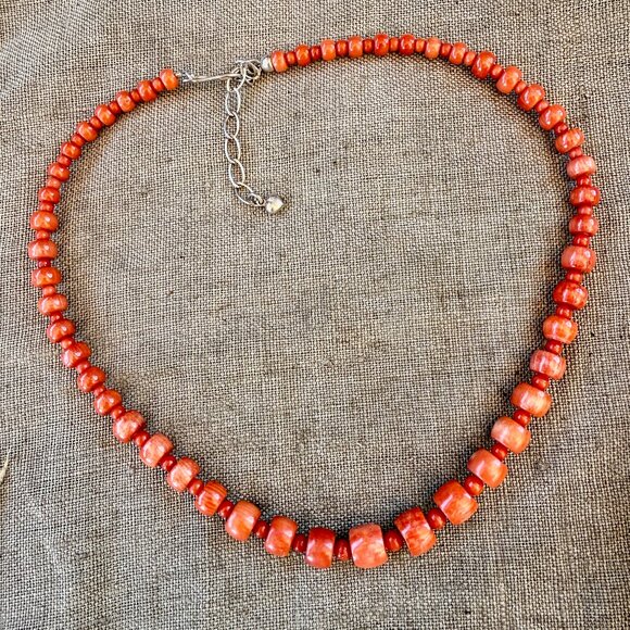 Red Coral Bead Necklace Jay King Mine Finds - Picture 1 of 8